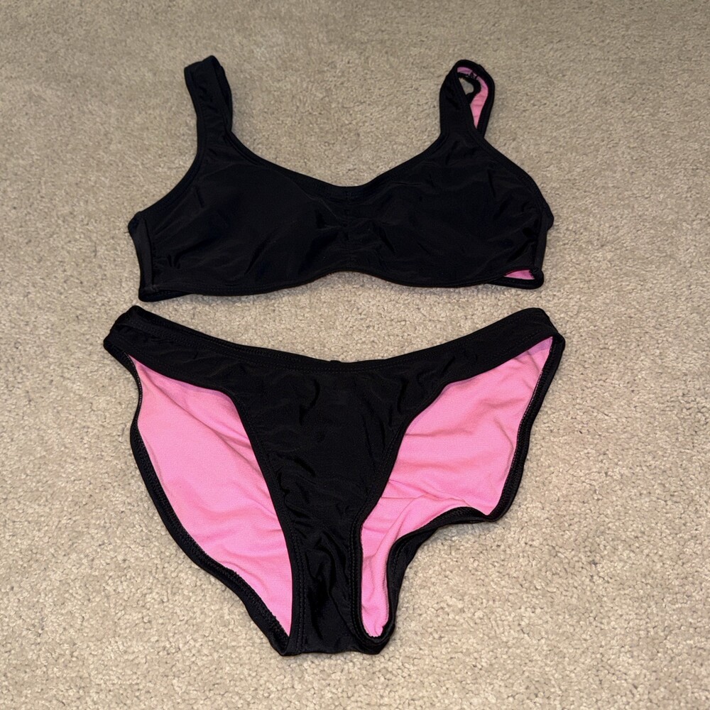Endless Waves Padded Black Bikini Swimsuit Size Medium 7-9 Sports Suit Cheeky